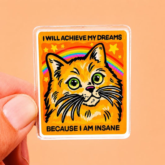Funny Cat Magnet Orange Kitty Owner Gift Ironic Motivational Magnet Dopamine Decor Quirky Home Decor Sarcastic Locker Mental Health Humor