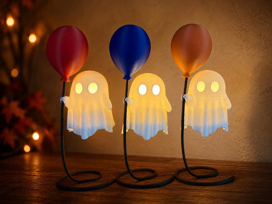Ghost Balloon Night Light, Cute 3D Printed Halloween Lamp, Custom Balloon Color, Spooky Desk and Book Nook Decor