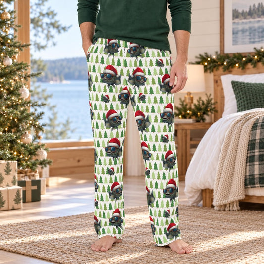 Bass Fishing Pajama Pants for Men, Funny Christmas Pajamas, Fisherman Gift for Husband Dad or Grandpa