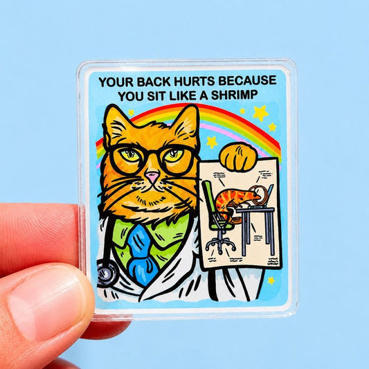 Funny Cat Magnet Nurse Gift Idea Doctor Meme Magnet Goofy Chiropractor Gift Chiro Locker Decor Sarcastic Humor Chronic Back Pain Joke Silly