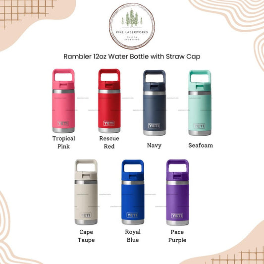 Personalized Kids Custom Yeti Rambler Jr Water Bottle Engraved Insulated Tumbler Back to School Gift Idea for Children 20 Theme Options