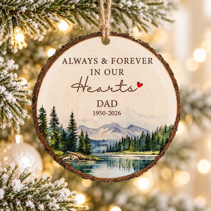 Personalized Memorial Ornament, Dad Remembrance Gift, In Memory of Mom and Dad, Wooden Sympathy Christmas Keepsake