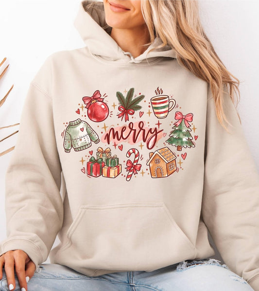 Merry Christmas Hoodie, Holiday Xmas Hoodies for Woman, Cozy Family Pajamas