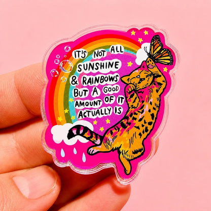 Cat Magnet Rainbow Fridge Decor Cat Lover Gift Dopamine Decor Cubicle Magnet Locker Cute Cat Themed Gift Vet Tech Affirmation Magnet Kitty