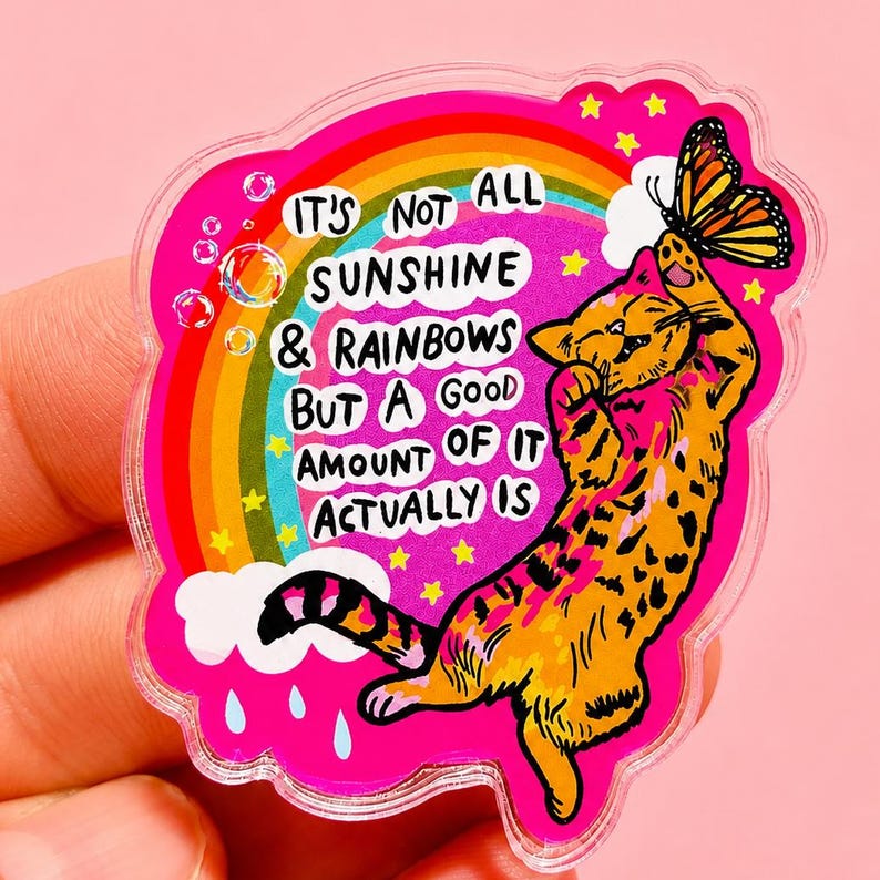 Cat Magnet Rainbow Fridge Decor Cat Lover Gift Dopamine Decor Cubicle Magnet Locker Cute Cat Themed Gift Vet Tech Affirmation Magnet Kitty