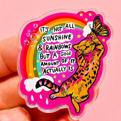Cat Magnet Rainbow Fridge Decor Cat Lover Gift Dopamine Decor Cubicle Magnet Locker Cute Cat Themed Gift Vet Tech Affirmation Magnet Kitty