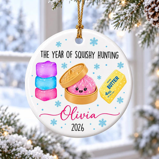 Personalized Squishy Christmas Ornament 2026: Kids Name Ornament, Viral Dumpling Squishy Gift, Girls Christmas Gift, Year Of Squishy Hunting