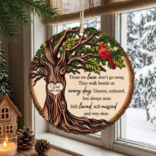 Cardinal Memorial Ornament, Dad Mom Memorial Ornament Wooden 2 layered, In Loving Memory Christmas Ornament, Remembrance Gift Sympathy Gift