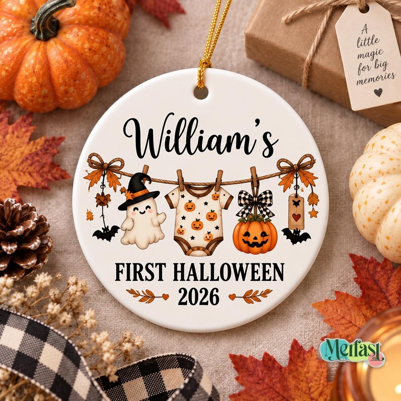 Personalized Baby First Halloween Ornament, Custom Baby Name Ornament, Newborn Halloween Keepsake, Baby Halloween Gift 2026