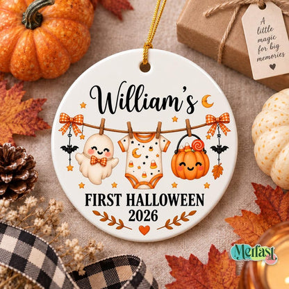 Personalized Baby First Halloween Ornament, Custom Baby Name Ornament, Newborn Halloween Keepsake, Baby Halloween Gift 2026