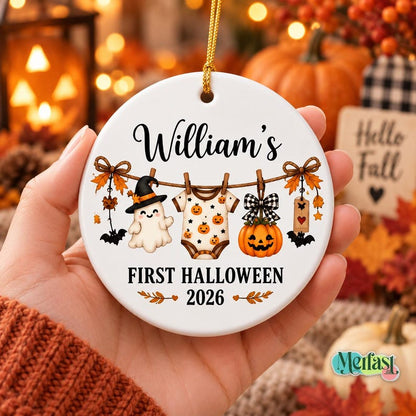 Personalized Baby First Halloween Ornament, Custom Baby Name Ornament, Newborn Halloween Keepsake, Baby Halloween Gift 2026