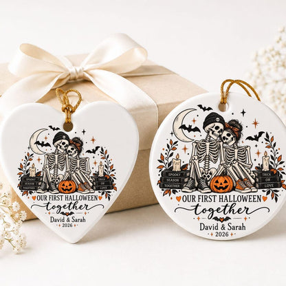 Personalized First Halloween Couple Ornament, Spooky Skeleton Keepsake Gift