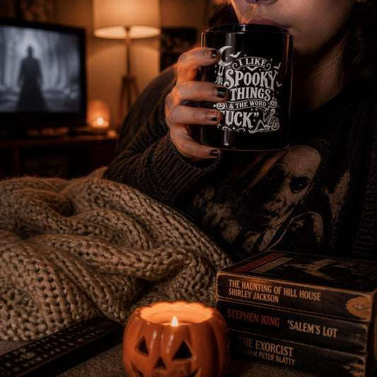 I Like Spooky Things & The Word Fuck Mug. Halloween Black Coffee Ceramic Cup,  (11oz, 15oz)