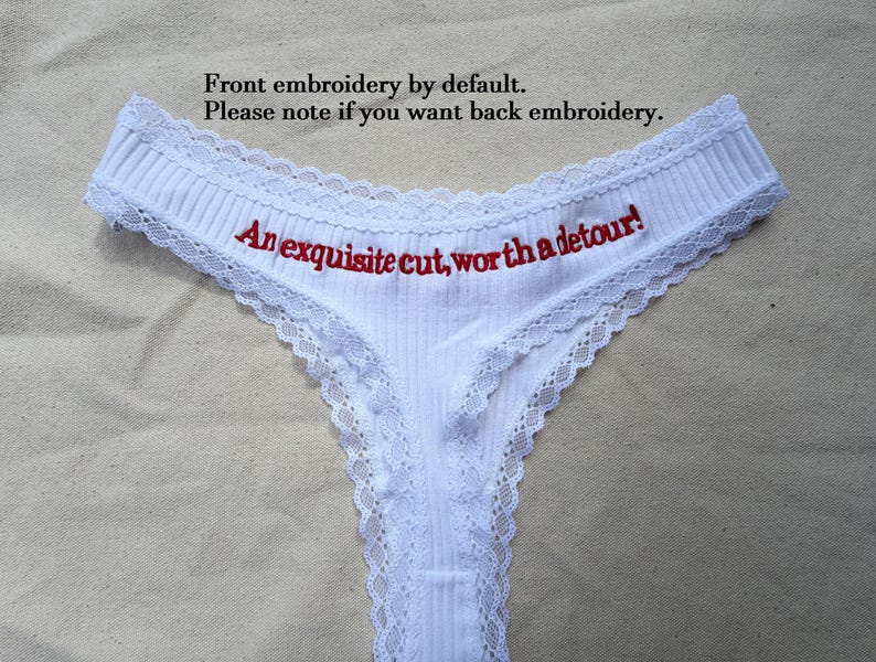 Embroidered Bridal Thong, Personalized Bride Lingerie, Custom Name Underwear, Bachelorette Gift, Wedding Gift for Her