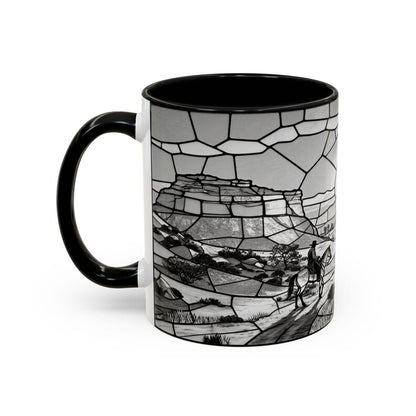 Western Sunset Mug, Cowboy Stained Glass Mug, Rustic Desert Coffee Mug, Southwestern Horse Rider Gift, Monochrome Landscape Mug