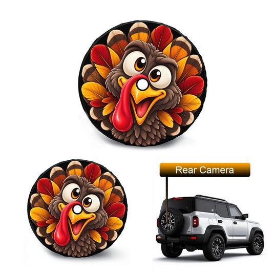 Thanksgiving Turkey Spare Tire Cover with Optional Camera Hole for SUVs and RVs
