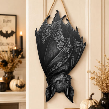 Gothic Bat Wooden Sign, Halloween Door Hanger, Spooky Bat Porch Decor, Dark Witchy Wall Art, Haunted Home Gift, Halloween Decor