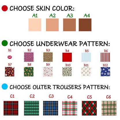 Custom Funny Men's Christmas Pajamas Pants, Fake Underwear Illusion Plaid Bottoms, Ugly Christmas Gift for Husband, Holiday Party Outfit