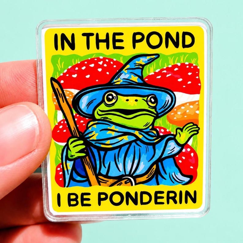 Funny Frog Magnet Hilarious Gift Idea Nerdy Humor Stocking Stuffer Quirky Magnet Fridge Decor Cute DM Gift Gamer Wizard Magnet Mushroom