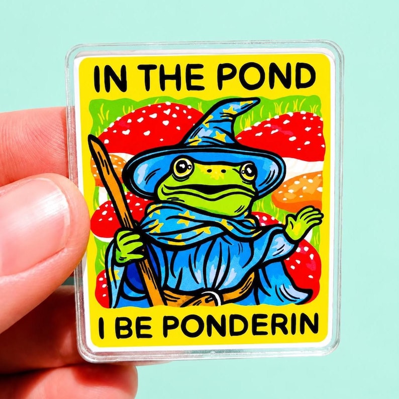 Funny Frog Magnet Hilarious Gift Idea Nerdy Humor Stocking Stuffer Quirky Magnet Fridge Decor Cute DM Gift Gamer Wizard Magnet Mushroom