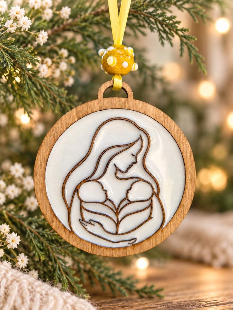 Wooden Breastmilk Ornament, Motherhood Keepsake, Breastfeeding Milestone Christmas Decoration