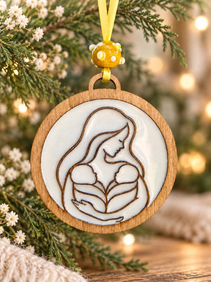 Wooden Breastmilk Ornament, Motherhood Keepsake, Breastfeeding Milestone Christmas Decoration