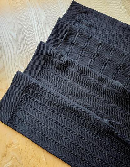 Textured Fleece Lined Winter Leggings: High Waist Seamless Assorted Black Pattern