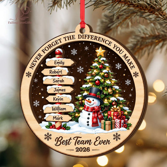 Personalized Team 2Layer Wooden Ornament, Custom Great Team Christmas Gift, Employee Coworker Appreciation 2026, Best Team Ever, Staff Gifts