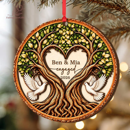 Personalized Engaged 2Layer Wooden Ornament, Engagement Ornament, Engagement Gifts, Wedding Ornament, Newlywed Gifts, Couple Engaged Gift