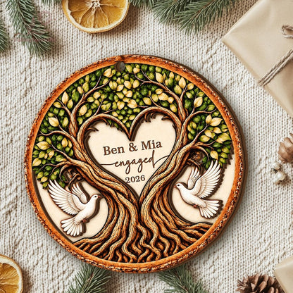 Personalized Engaged 2Layer Wooden Ornament, Engagement Ornament, Engagement Gifts, Wedding Ornament, Newlywed Gifts, Couple Engaged Gift