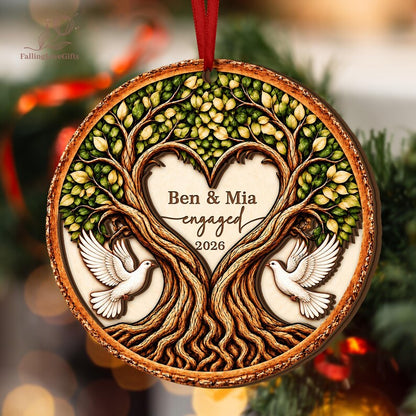 Personalized Engaged 2Layer Wooden Ornament, Engagement Ornament, Engagement Gifts, Wedding Ornament, Newlywed Gifts, Couple Engaged Gift