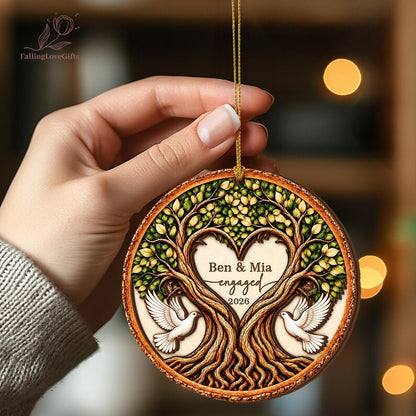 Personalized Engaged 2Layer Wooden Ornament, Engagement Ornament, Engagement Gifts, Wedding Ornament, Newlywed Gifts, Couple Engaged Gift