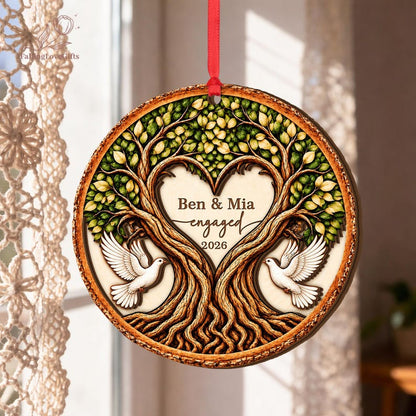 Personalized Engaged 2Layer Wooden Ornament, Engagement Ornament, Engagement Gifts, Wedding Ornament, Newlywed Gifts, Couple Engaged Gift