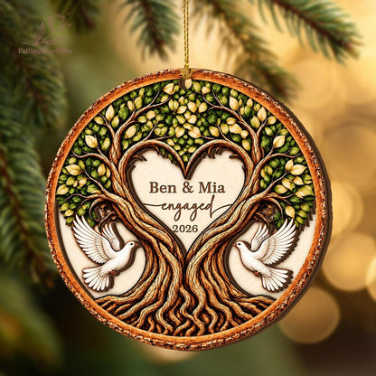 Personalized Engaged 2Layer Wooden Ornament, Engagement Ornament, Engagement Gifts, Wedding Ornament, Newlywed Gifts, Couple Engaged Gift