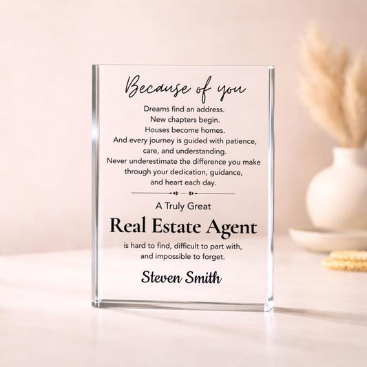 Real Estate Agent Appreciation Gift Personalized Acrylic Plaque, Employee Coworker Thank You Gift, Closing Gift Retirement Farewell Keepsake