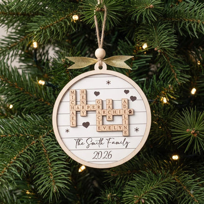 Custom Crossword Wooden Ornament, Hanging Display and Keepsake D35