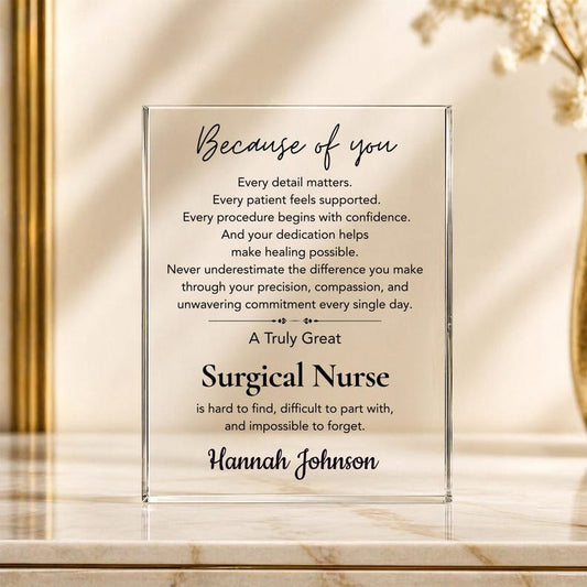Surgical Nurse Appreciation Gift Personalized Acrylic Plaque, Operating Room Nurse Employee Coworker Thank You Gift, Retirement Farewell