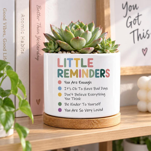 Little Reminders Succulent Planter, Friend Gift Planter, Cute Flower Pot, Thinking of You Gift for Friend, Thoughtful Birthday Present