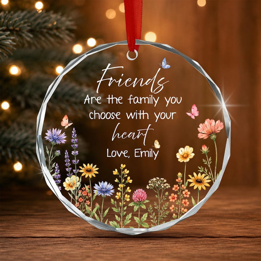 Personalized Friend Glass Ornament, Friendship Family Anniversary Keepsake