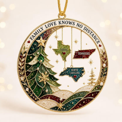 Long Distance Family Acrylic Ornament, Personalized State Christmas Keepsake, Family Across States Gift, Custom Holiday Ornament