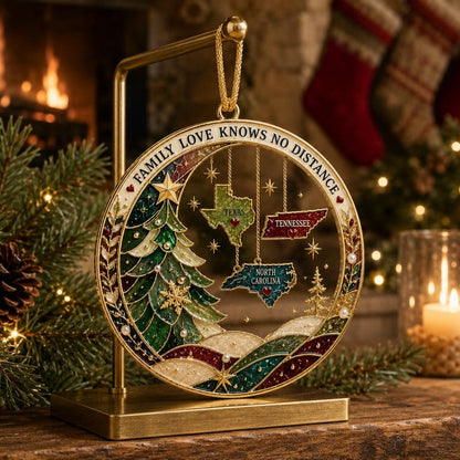 Long Distance Family Acrylic Ornament, Personalized State Christmas Keepsake, Family Across States Gift, Custom Holiday Ornament