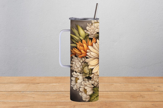 Personalized Tumbler | Fall Mums Stainless Steel Insulated Travel Mug | 15, 20Oz, 30Oz