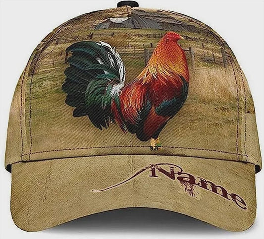 Personalized Rooster Baseball Cap, Custom Adjustable 3D Printed Rooster Baseball Cap Snapback, Gifts For Rooster Lover, Rooster Lovers Caps
