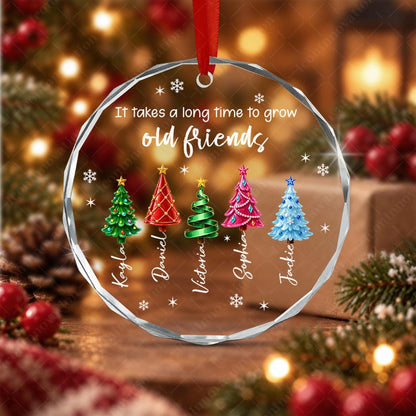 Personalized Friend Christmas Ornament, Custom Name Sea Glass Tree
