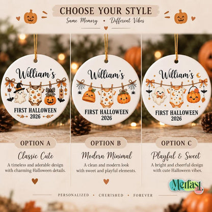 Personalized Baby First Halloween Ornament, Custom Baby Name Ornament, Newborn Halloween Keepsake, Baby Halloween Gift 2026