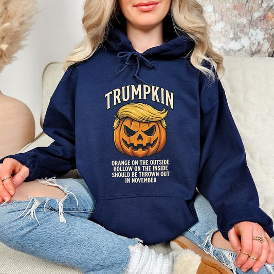 Anti Trump Trumpkin Hoodie, Funny Halloween Political Hoodie, Orange On The Outside Pullover, Anti Trump Election Gift