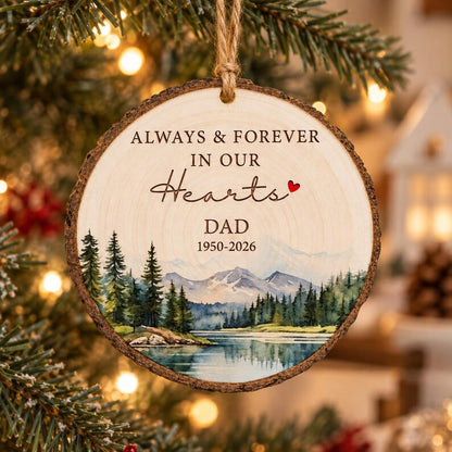 Personalized Memorial Ornament, Dad Remembrance Gift, In Memory of Mom and Dad, Wooden Sympathy Christmas Keepsake