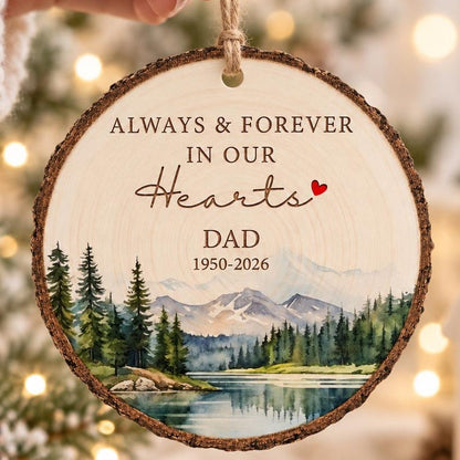 Personalized Memorial Ornament, Dad Remembrance Gift, In Memory of Mom and Dad, Wooden Sympathy Christmas Keepsake