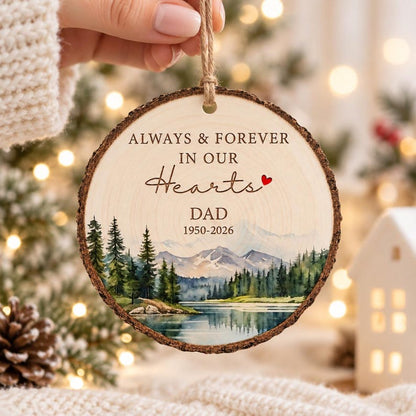 Personalized Memorial Ornament, Dad Remembrance Gift, In Memory of Mom and Dad, Wooden Sympathy Christmas Keepsake