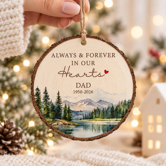 Personalized Memorial Ornament, Dad Remembrance Gift, In Memory of Mom and Dad, Wooden Sympathy Christmas Keepsake
